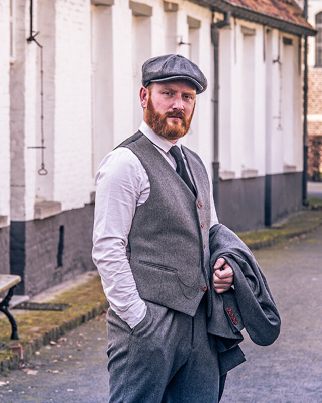 Herren-Maßanzug | 3-teiliger Anzug | grauer Twill | Arthur Shelby | peaky blinders