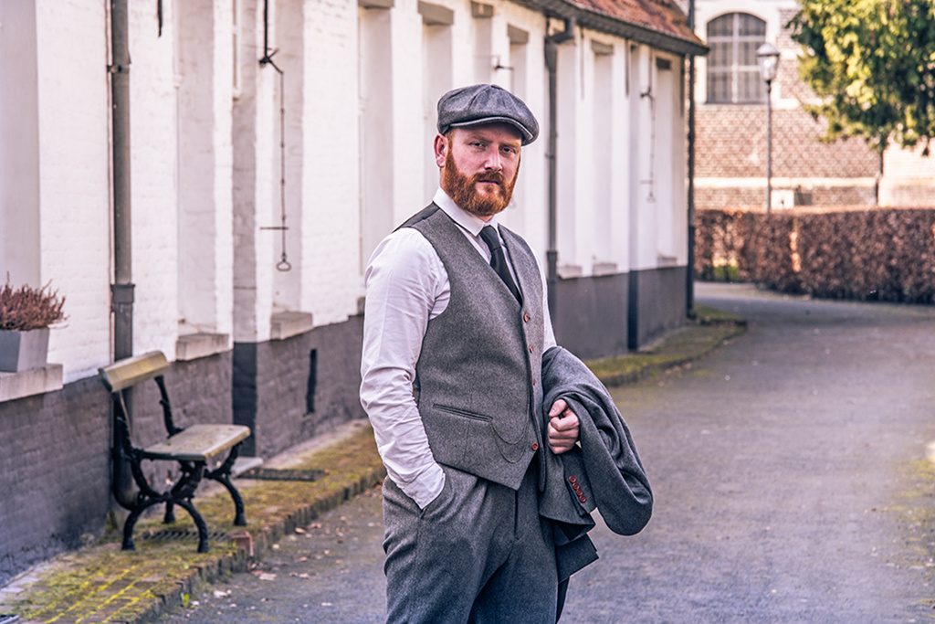 Traje sastre hombre | Traje 3 piezas | Sarga gris | Arthur Shelby | peaky blinders