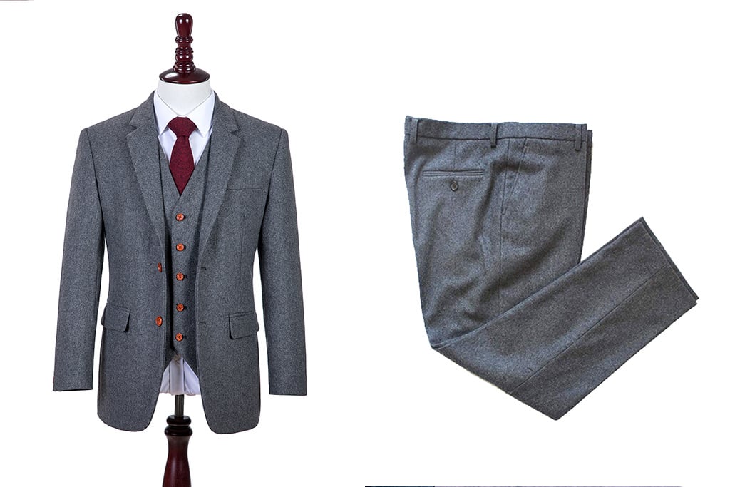 Men's tailored suit | 3-piece suit | grey twill | Arthur Shelby | peaky blinders