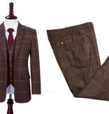 3-piece tweed suit Brown Overcheck Twill