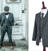 3-piece tweed suit  Dark Green Overcheck Twill