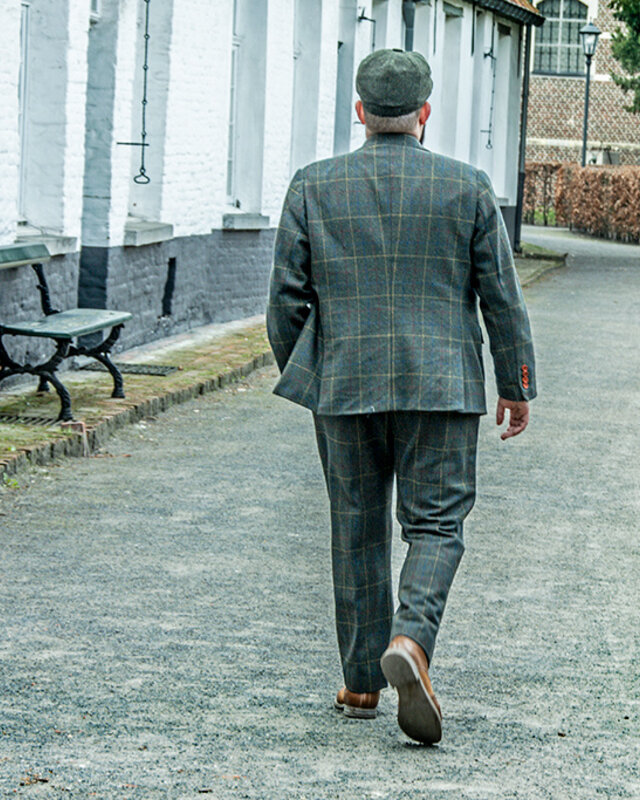 Traje sastre hombre | Traje 3 piezas | sarga overcheck verde oscuro | Arthur Shelby | peaky blinders