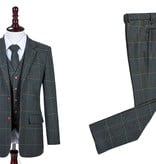3-piece tweed suit  Dark Green Overcheck Twill