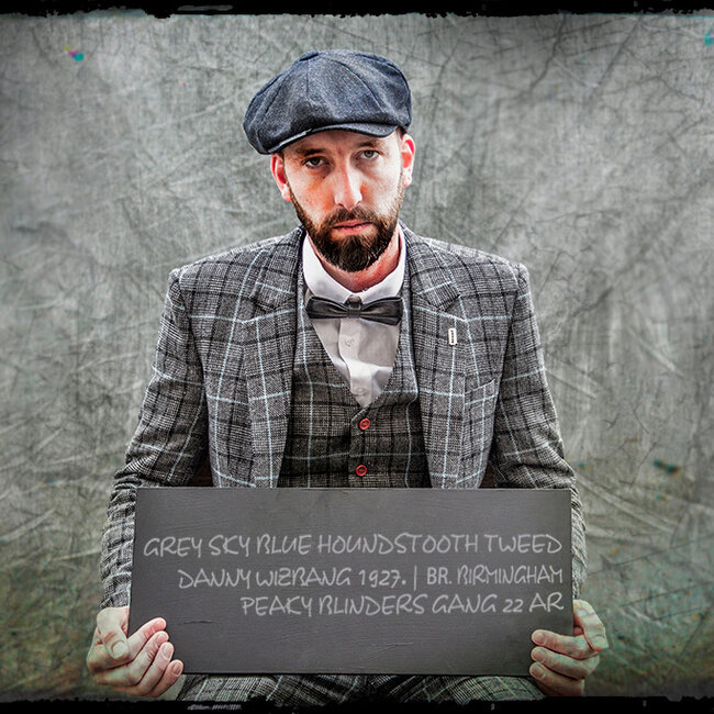 Costume sur mesure pour homme | costume 3 pièces | gris/bleu ciel Pied-de-poule | Danny Whizz-Bang | peaky blinders