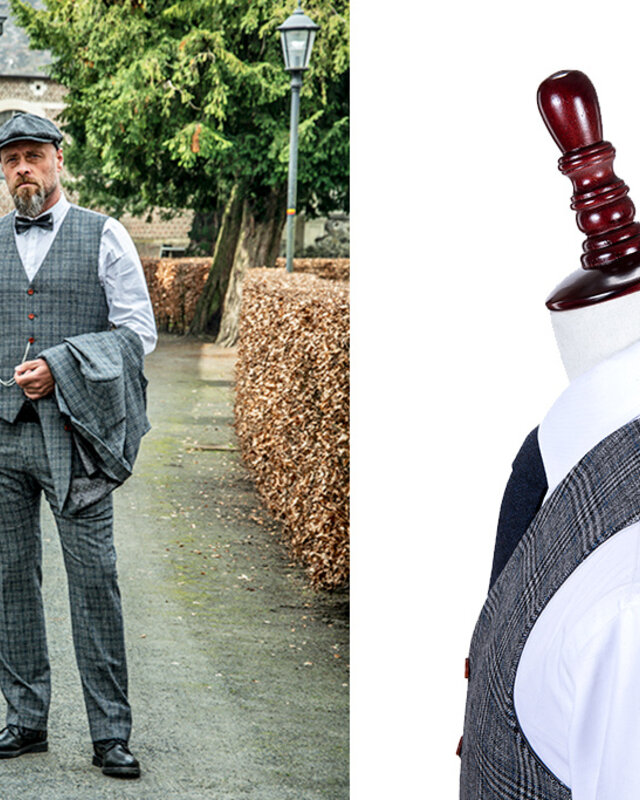 Herren Maßanzug | 3-teiliger Anzug | grau/blau kariert | Charlie Strong | peaky blinders