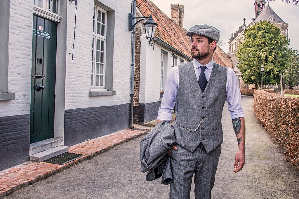 3-piece tweed suit Grey Blue Prince of Wales