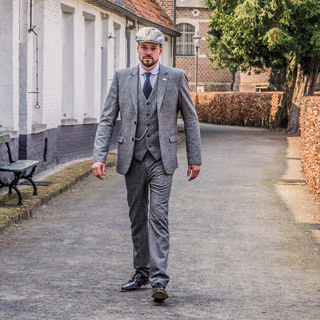 Herren Maßanzug | 3-teiliger Anzug | grauer Prince of Wales | john shelby | peaky blinders
