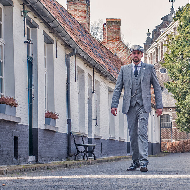Herren Maßanzug | 3-teiliger Anzug | grauer Prince of Wales | john shelby | peaky blinders