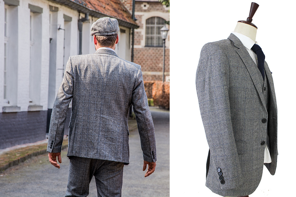 3-piece tweed suit Grey Blue Prince of Wales