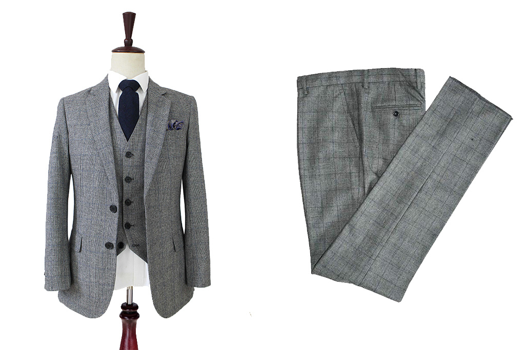 3-piece tweed suit Grey Blue Prince of Wales