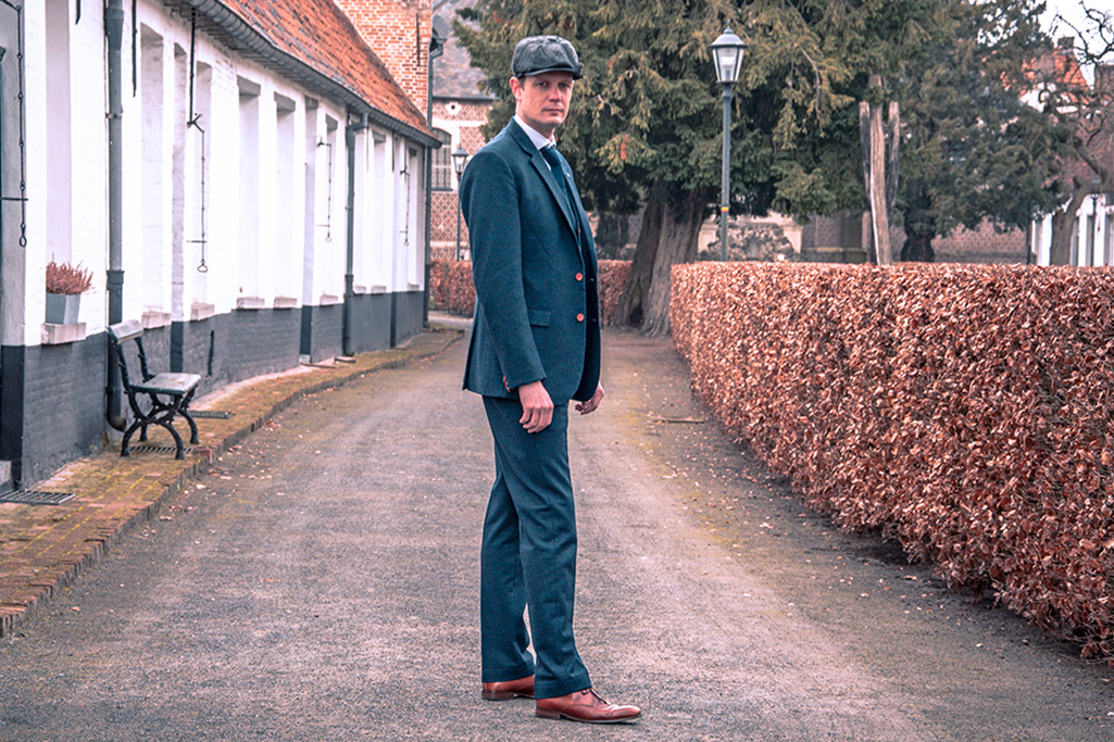3-teiliger Tweed-Anzug Classic Marineblau Barleycorn
