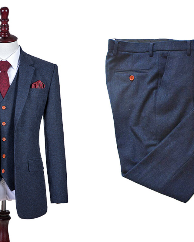 Costume sur mesure pour homme | costume 3 pièces | bleu marine Barleycorn | Finn Shelby | Peaky Blinders