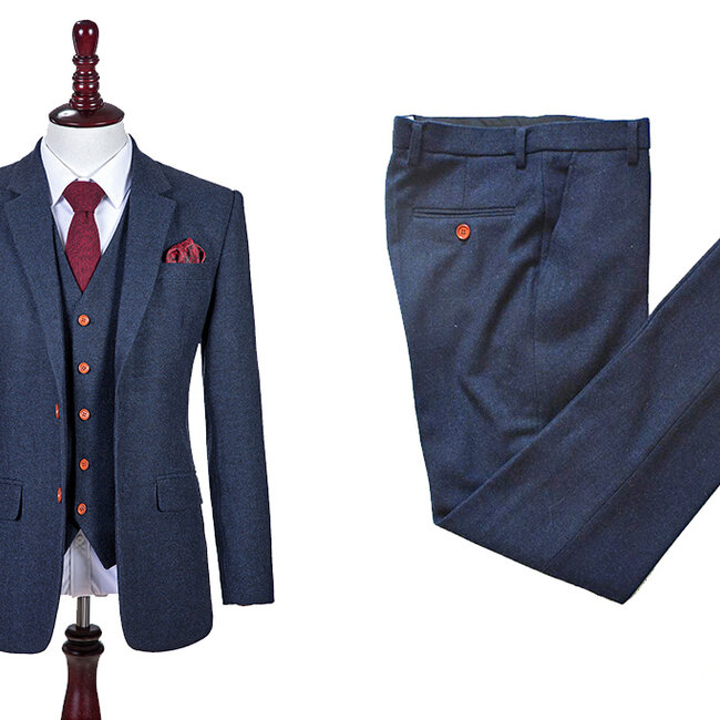 Maatpak voor heren | 3-delig pak | marineblauw Barleycorn | Finn Shelby | Peaky Blinders