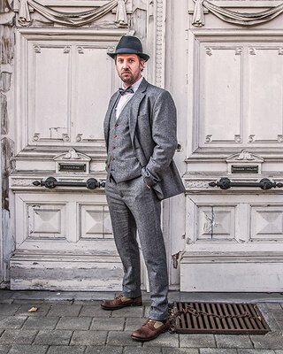 Costume Tweed Gris Épi