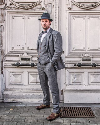 Traje Tweed Gris Espiga de Cebada