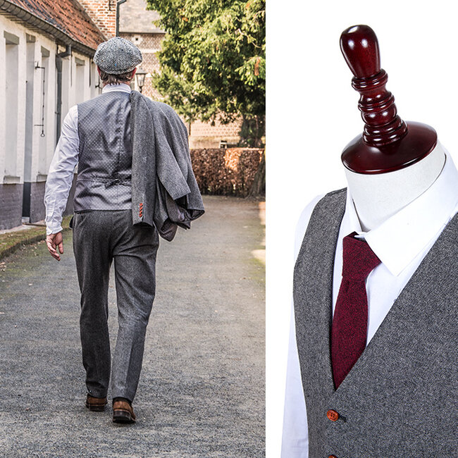 Costume sur mesure pour homme | Costume 3 pièces | gris Barleycorn | Finn Shelby | Peaky Blinders
