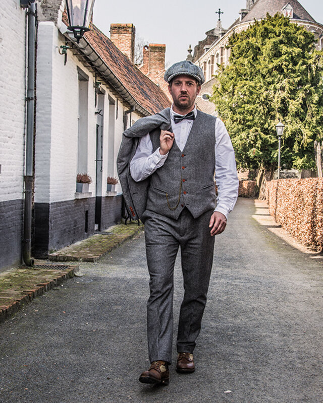Traje sastre hombre | Traje 3 piezas | Barleycorn gris | Finn Shelby | Peaky Blinders