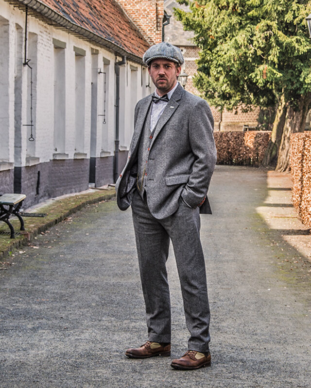 Traje sastre hombre | Traje 3 piezas | Barleycorn gris | Finn Shelby | Peaky Blinders