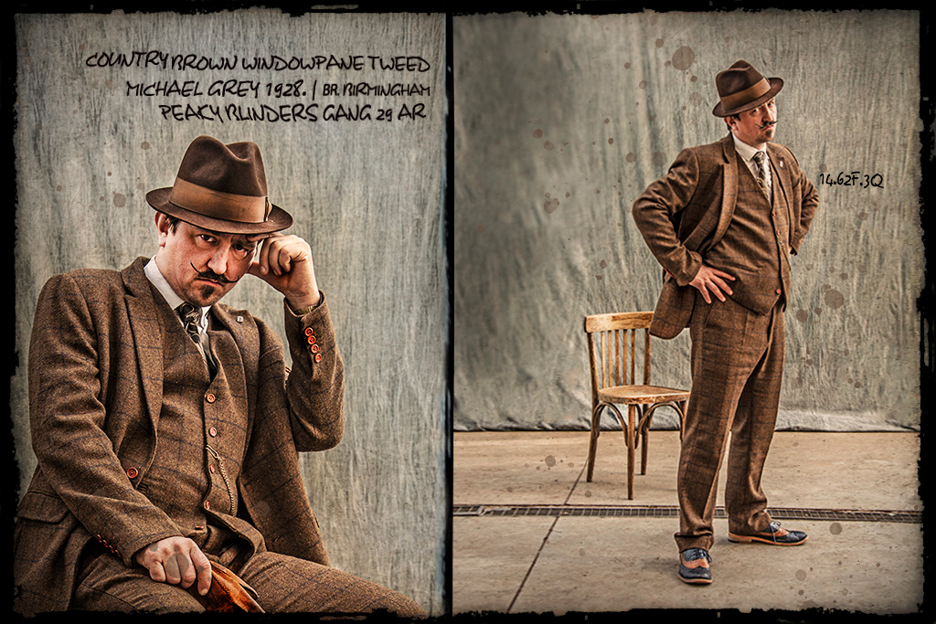 Costume sur mesure pour homme | costume 3 pièces | tweed Windowpane marron | Michael Gray | Peaky Blinders