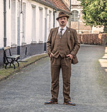 Men's tailored suit | 3-piece suit | brown Windowpane tweed | Michael Gray | Peaky Blinders