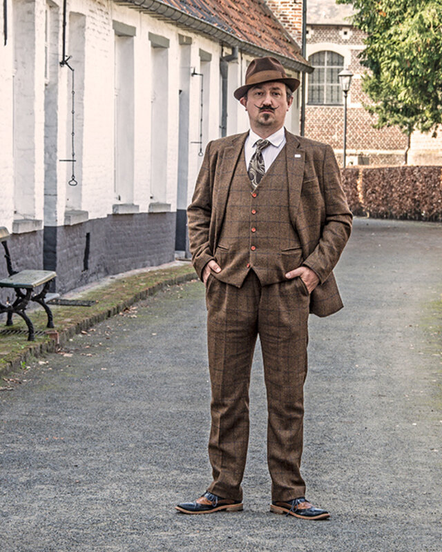 Maatpak voor heren | 3-delig pak | bruin Windowpane tweed | Michael Gray | Peaky Blinders