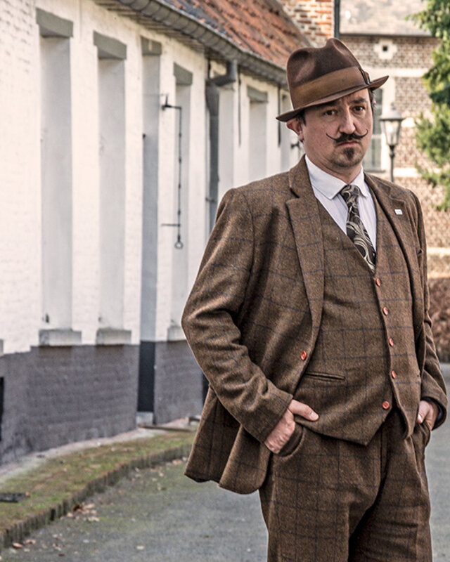 Traje sastre hombre | Traje 3 piezas | Tweed Windowpane marrón | Michael Gray | Peaky Blinders