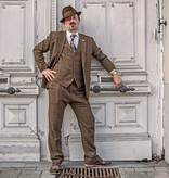 Men's tailored suit | 3-piece suit | brown Windowpane tweed | Michael Gray | Peaky Blinders
