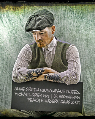 Costume Tweed Vert Olive Sergé Carreaux