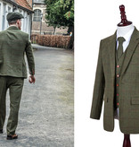 Costume sur mesure pour homme | costume 3 pièces | tweed Windowpane vert olive | Michael Gray | Peaky Blinders