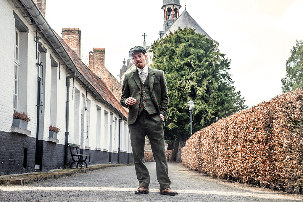 Costume sur mesure pour homme | costume 3 pièces | tweed Windowpane vert olive | Michael Gray | Peaky Blinders