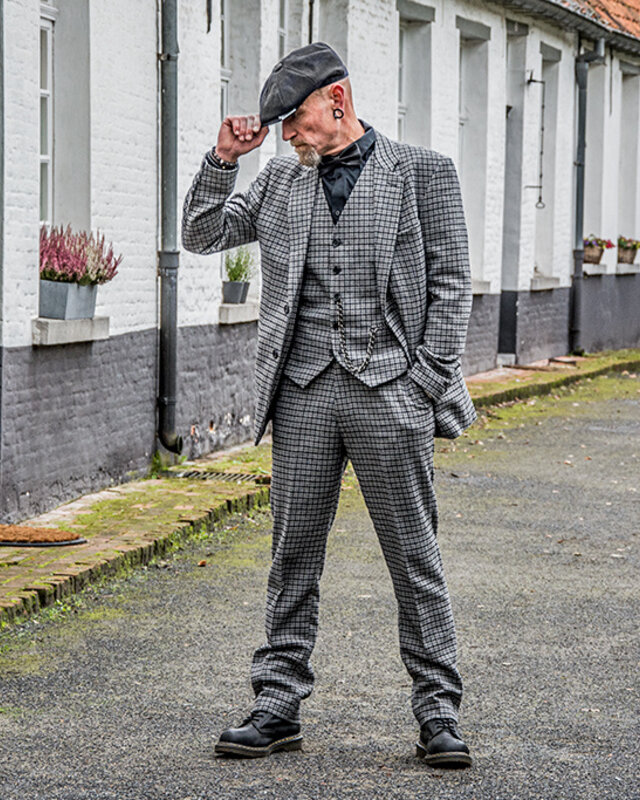 Men's tailored suit | 3-piece suit | grey Pied-de-poule | Finn Shelby | Peaky Blinders