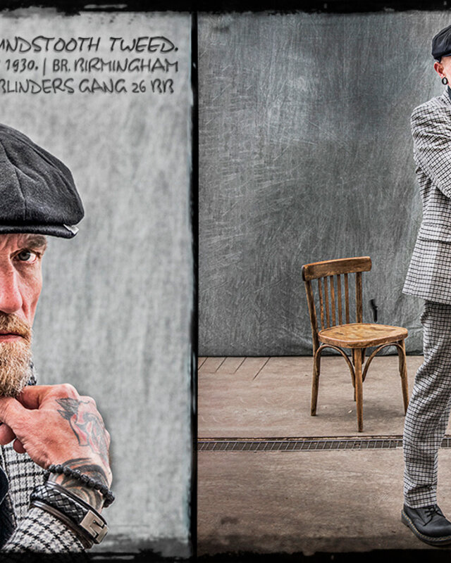 Men's tailored suit | 3-piece suit | grey Pied-de-poule | Finn Shelby | Peaky Blinders