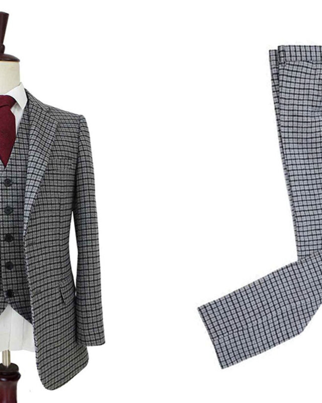 Men's tailored suit | 3-piece suit | grey Pied-de-poule | Finn Shelby | Peaky Blinders