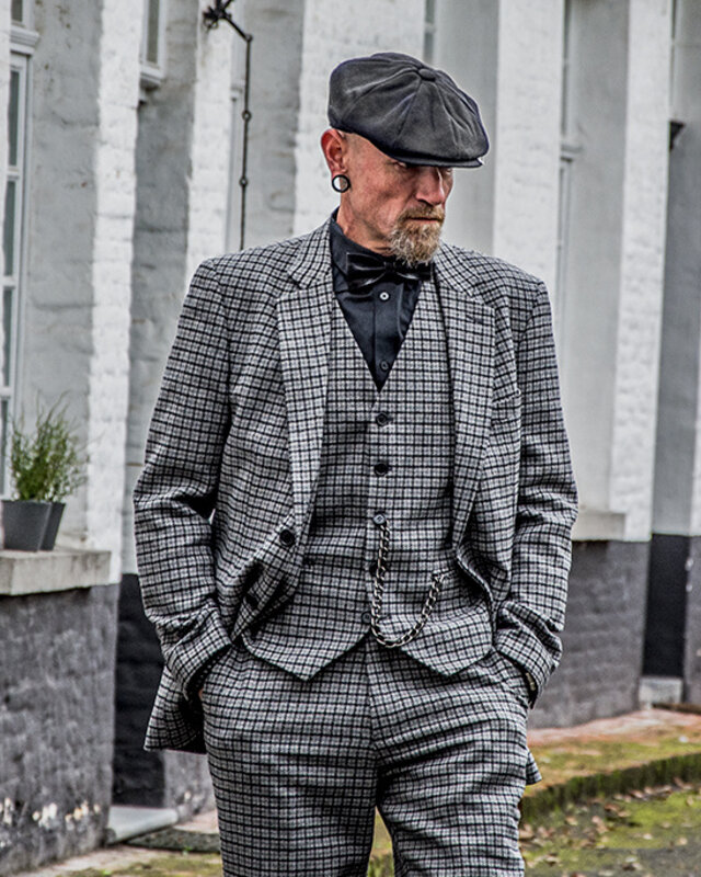Herren Maßanzug | 3-teiliger Anzug | graues Pied-de-poule | Finn Shelby | Peaky Blinders