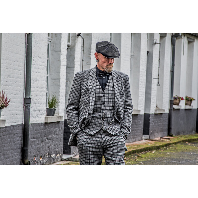 Men's tailored suit | 3-piece suit | grey Pied-de-poule | Finn Shelby | Peaky Blinders
