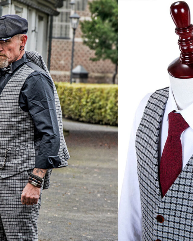 Herren Maßanzug | 3-teiliger Anzug | graues Pied-de-poule | Finn Shelby | Peaky Blinders