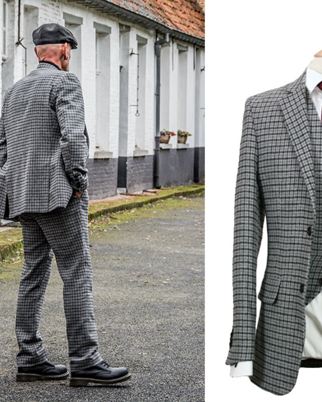 Men's tailored suit | 3-piece suit | grey Pied-de-poule | Finn Shelby | Peaky Blinders