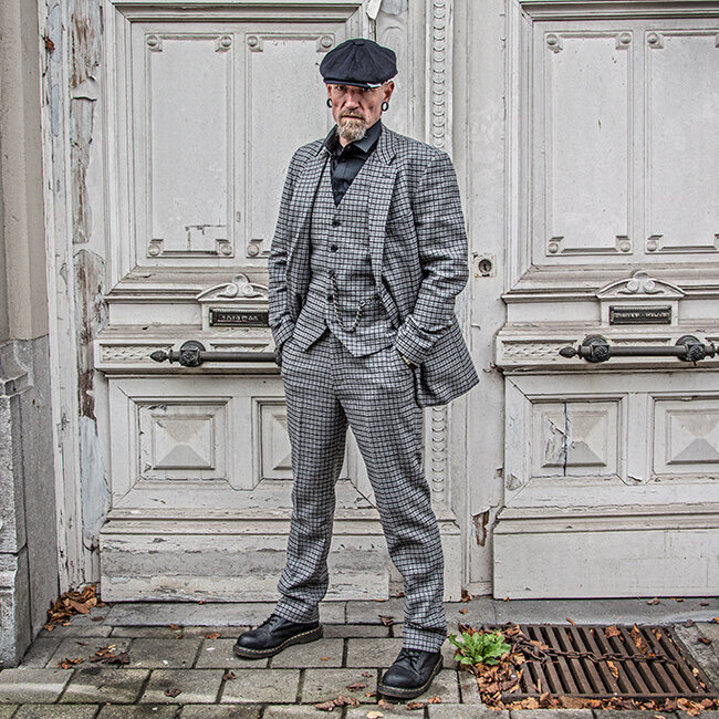 Maatpak voor heren | 3-delig pak | grijs Pied-de-poule | Finn Shelby | Peaky Blinders