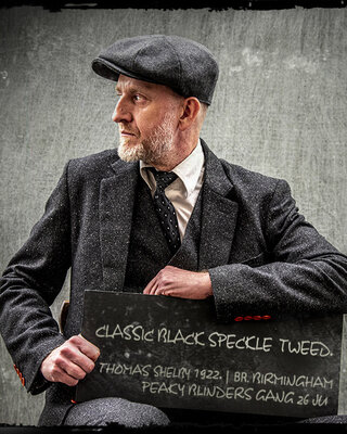 Traje sastre hombre | Traje 3 piezas | Clásico negro moteado | Thomas Shelby | Peaky Blinders