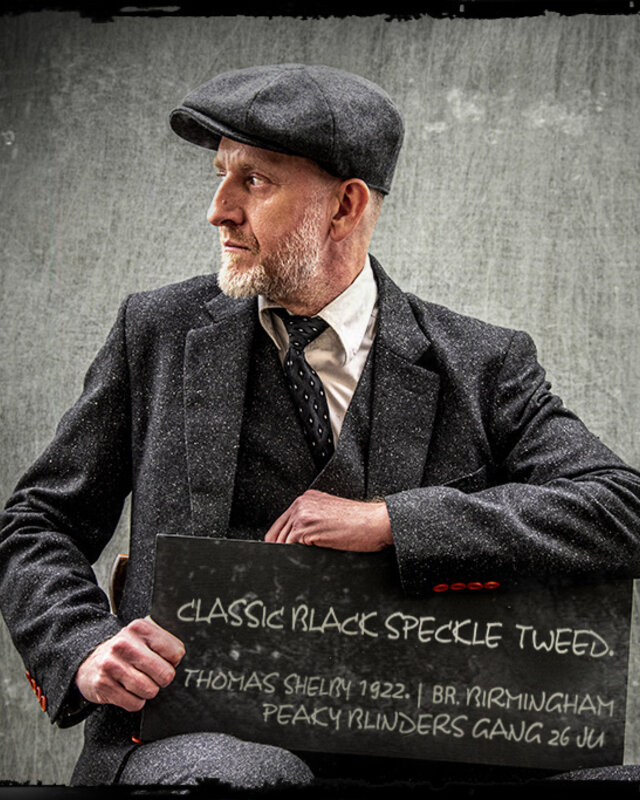Traje sastre hombre | Traje 3 piezas | Clásico negro moteado | Thomas Shelby | Peaky Blinders
