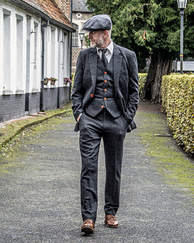 Herren Maßanzug | 3-teiliger Anzug | klassisch schwarz gesprenkelt | Thomas Shelby | Peaky Blinders