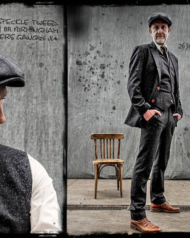 Herren Maßanzug | 3-teiliger Anzug | klassisch schwarz gesprenkelt | Thomas Shelby | Peaky Blinders