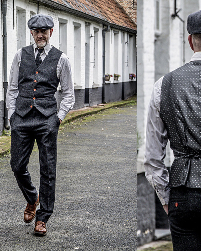 Traje sastre hombre | Traje 3 piezas | Clásico negro moteado | Thomas Shelby | Peaky Blinders