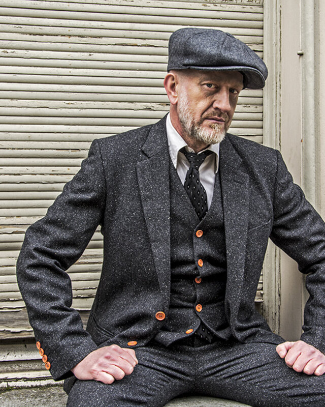 Traje sastre hombre | Traje 3 piezas | Clásico negro moteado | Thomas Shelby | Peaky Blinders