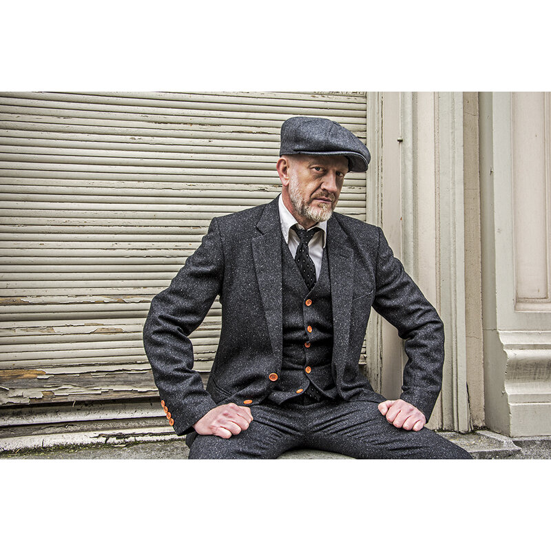 Maatpak voor heren | 3-delig pak | klassiek zwart gespikkeld | Thomas Shelby | Peaky Blinders