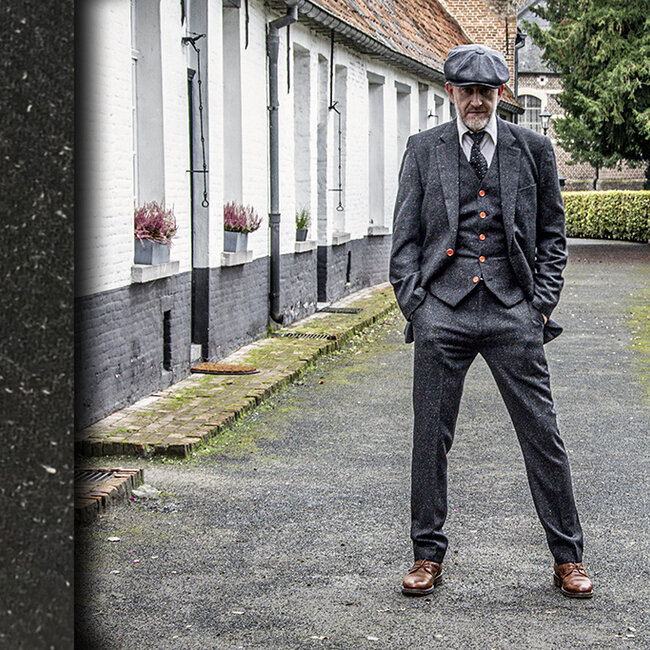 Maatpak voor heren | 3-delig pak | klassiek zwart gespikkeld | Thomas Shelby | Peaky Blinders