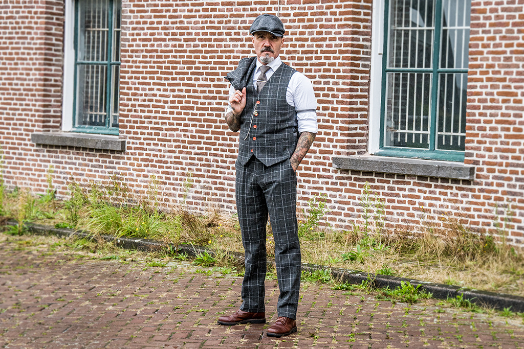 Maatpak voor heren | 3-delig pak | donkergrijs Overcheck | Thomas Shelby | Peaky Blinders