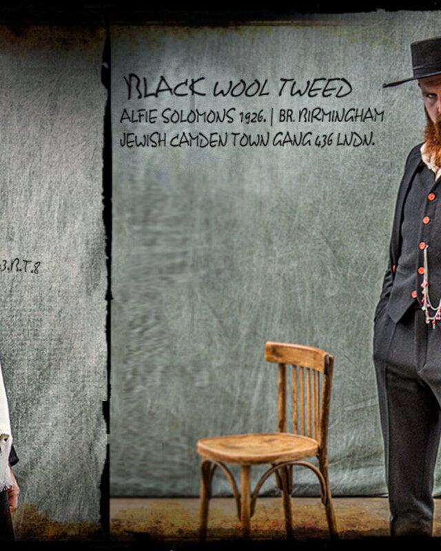 Herren Maßanzug | 3-teiliger Anzug | schwarzer Tweed | Alfie Solomons | Peaky Blinders