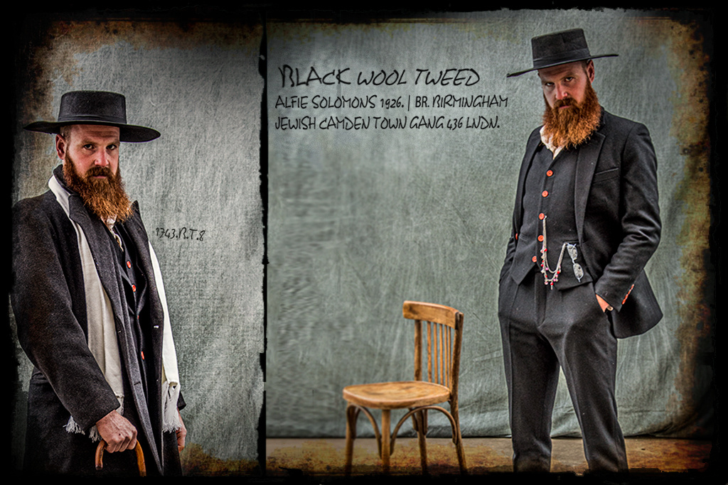 Traje sastre hombre | Traje 3 piezas | Tweed negro | Alfie Solomons | Peaky Blinders