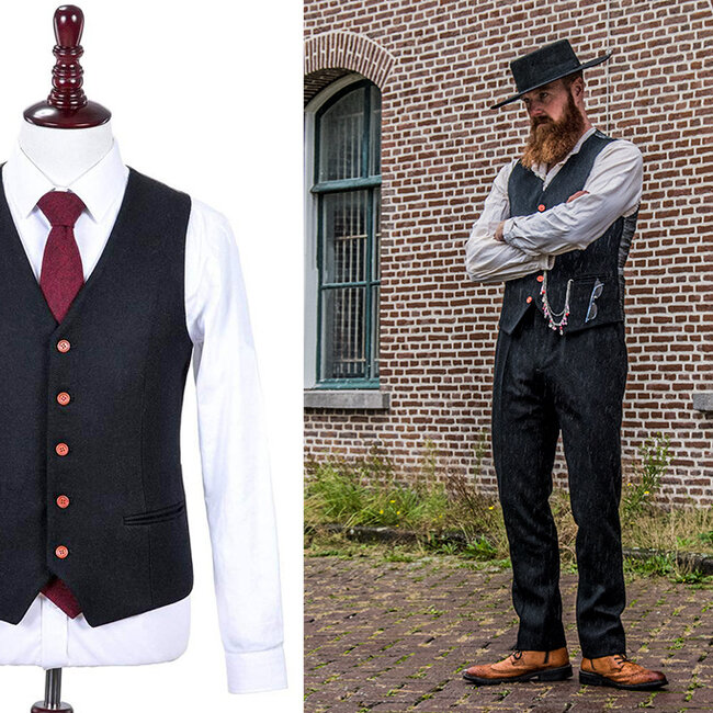 Herren Maßanzug | 3-teiliger Anzug | schwarzer Tweed | Alfie Solomons | Peaky Blinders